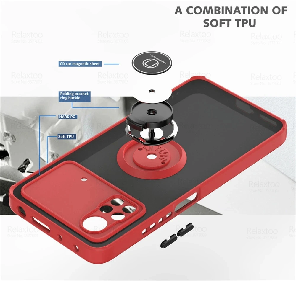 Luxury Magnet Matte Shockproof Ring Holder Case - Enhanced Protection and Style