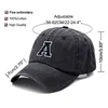 Initial Letter A-Z Embroidery Baseball Cap For Men Womne High Quality Washed Cotton Dad Hat Team Sport Visors Snapback Caps 6