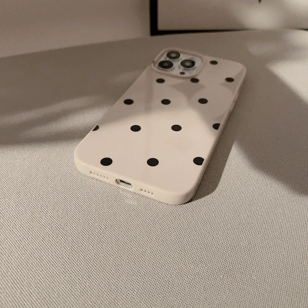 Korean INS Polka Dot Print Khaki Soft Shockproof Phone Case Cover