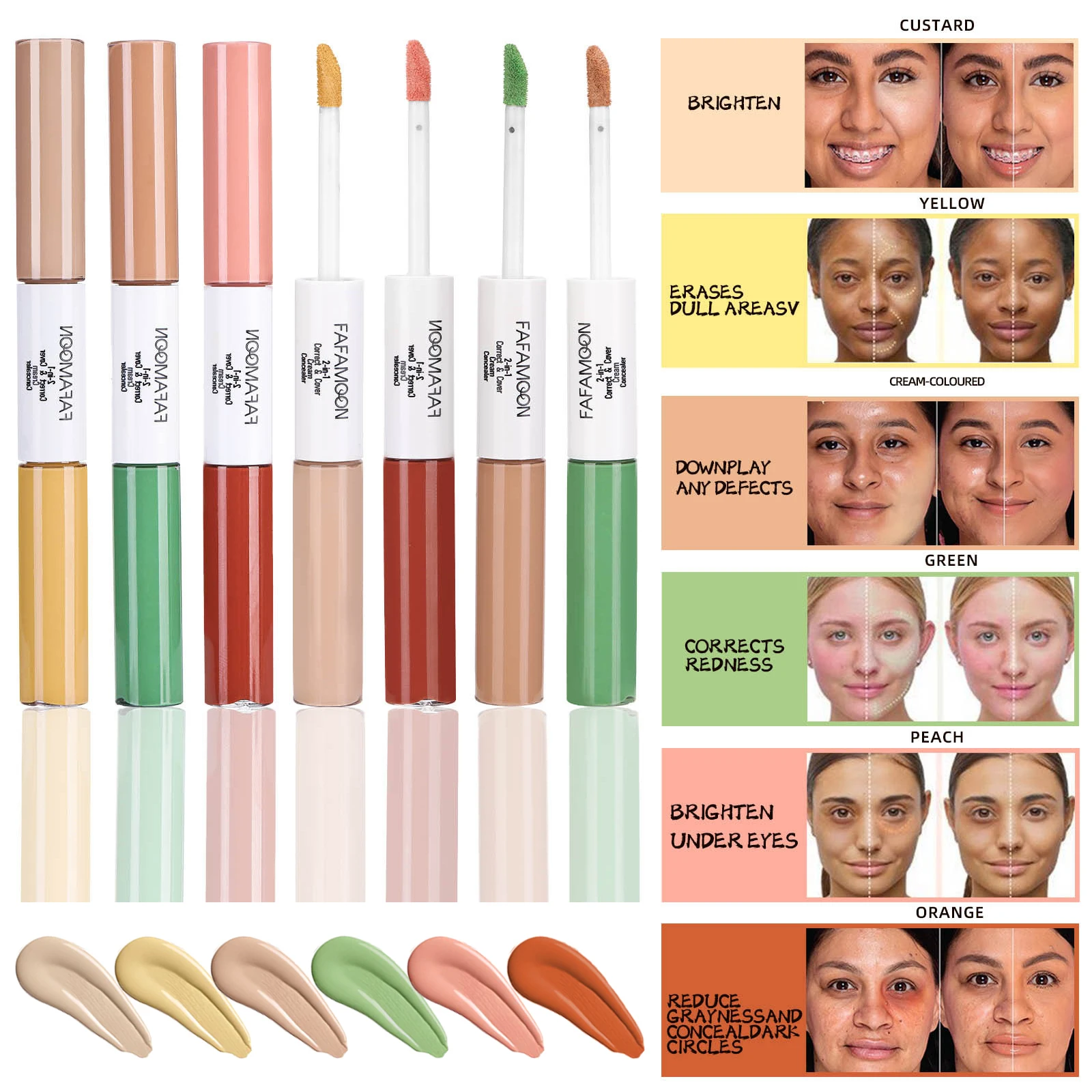 Liquid Concealer Double-end Moisturizing Waterproof Cover Dark Circles Facial Color Corrector Lasting Contouring Makeup Cosmetic