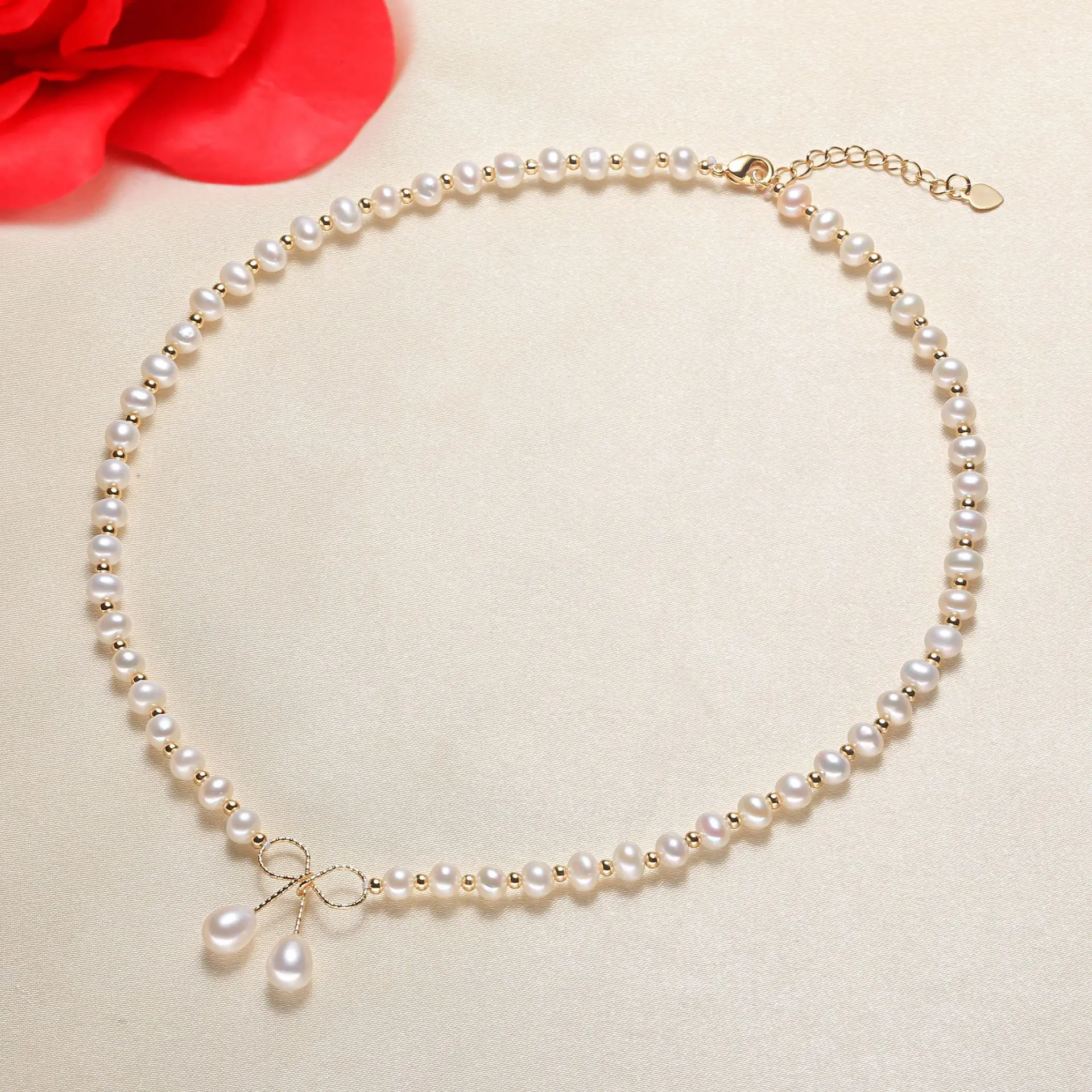 

5-6mm Natural Freshwater Baroque Pearl Necklace for Women 38-42cm Length Fashion Romantic Chokers Necklaces Girl Gift