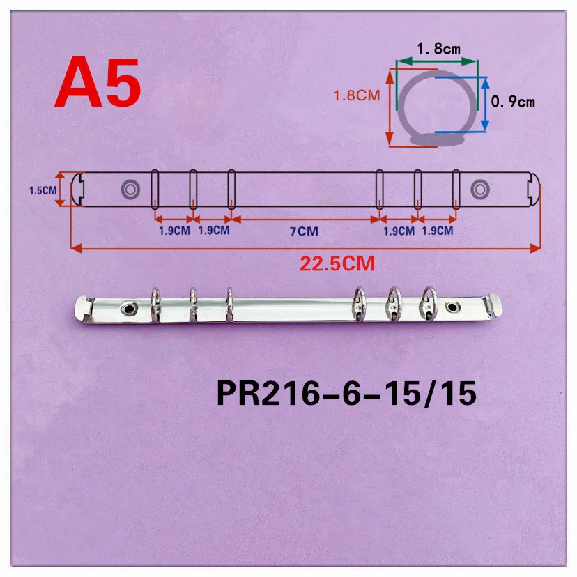 Slim B5 A5 A6 A7 6 Rings Binder Clips 15mm binder clips