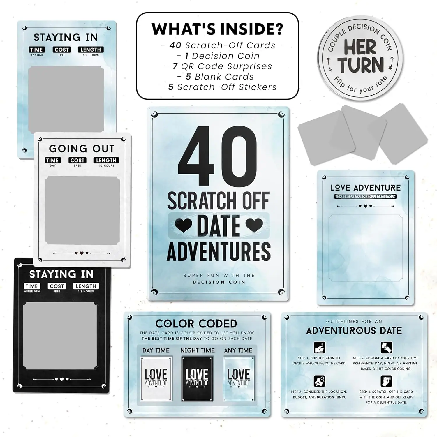 40 Fun and Romantic Scratch Off Date Adventure Ideas for Adult,Perfect for Date Night, Special Couples Gift for Anniversaries 2