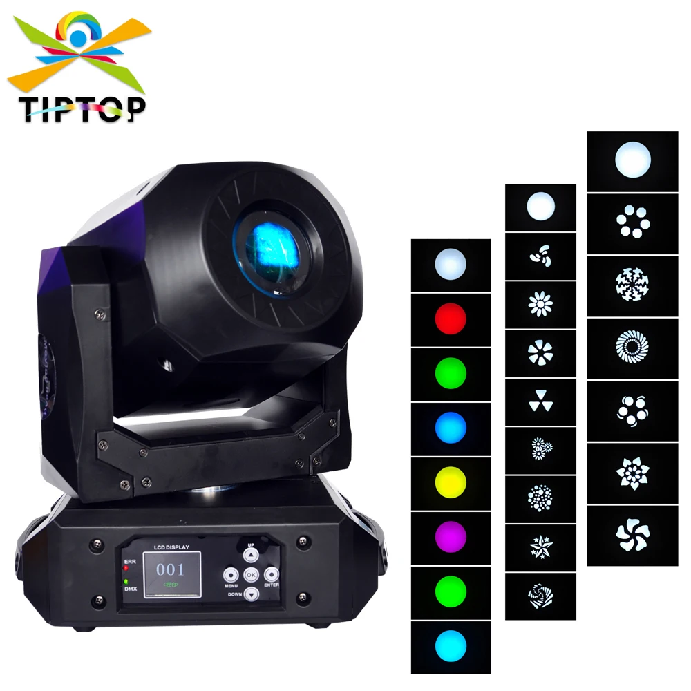 

TIPTOP 90W Led Moving Head Wash Light With Gobo Plate,Multi-Color Change DMX 512 Mini Led Moving Head 15 DMX Channels