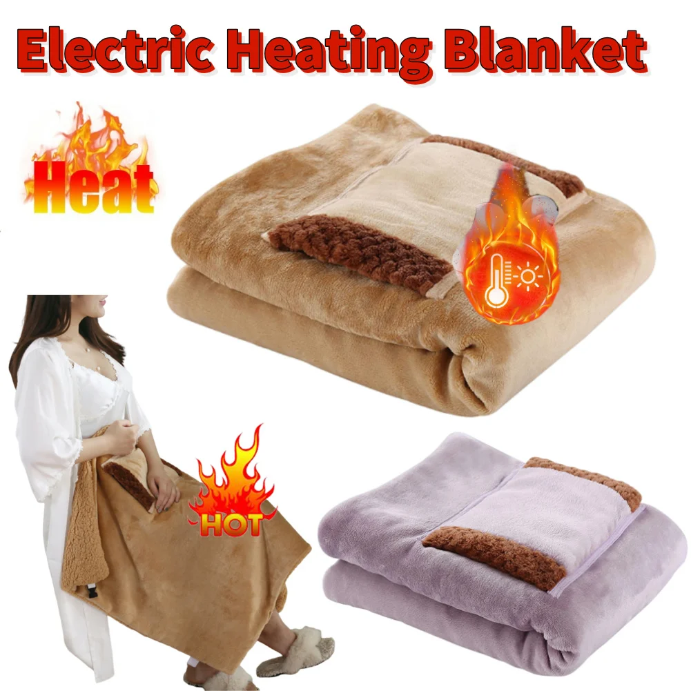 USB Electric Heating Blanket Fast Heating Portable Heated Blanket Cordless Heated Shawl for Outdoor Camping Xmas Gift