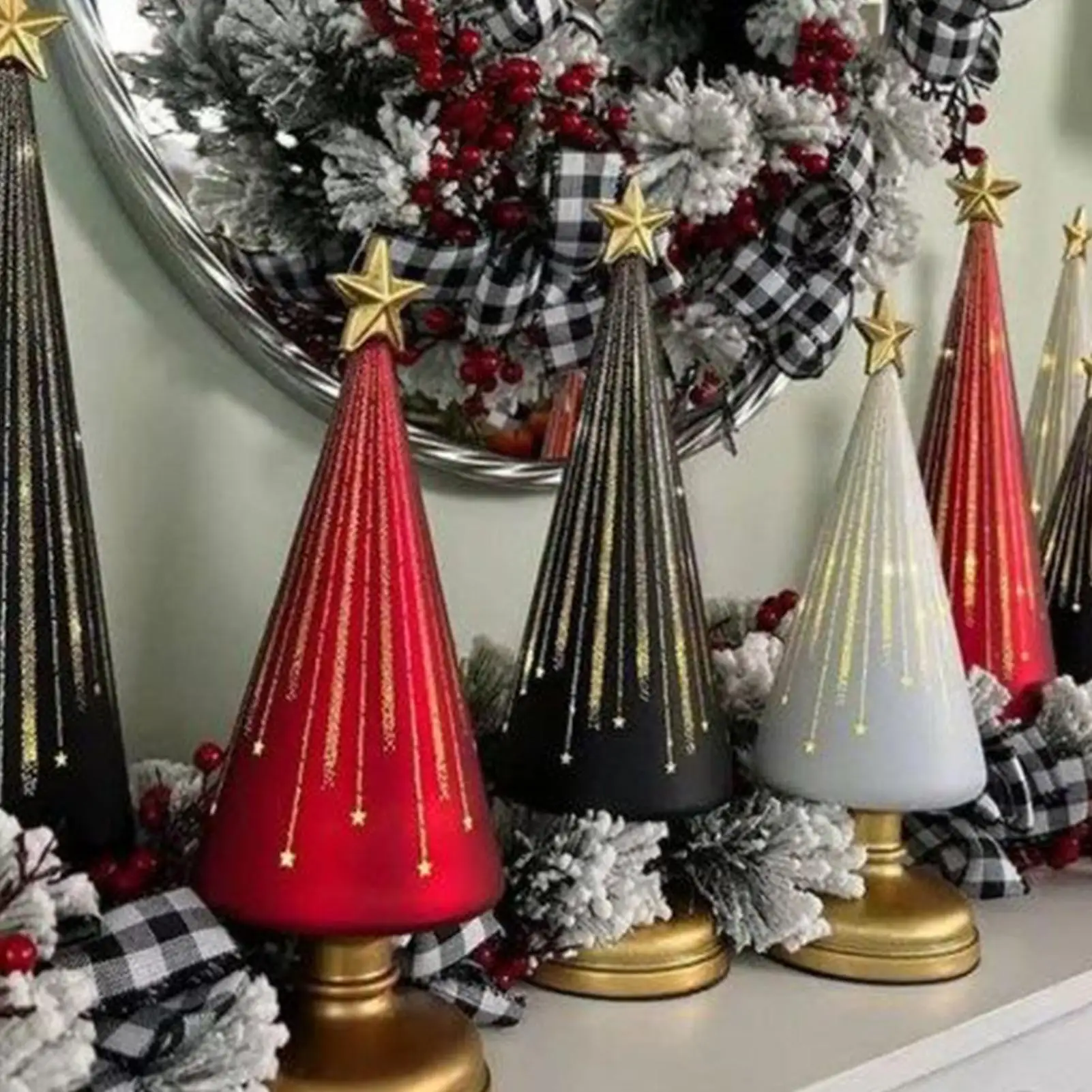 3pcs Table Christmas Tree Decorations Christmas Ornament Artificial Resin Star Topper Tree Figurine for Home Room Winter decors