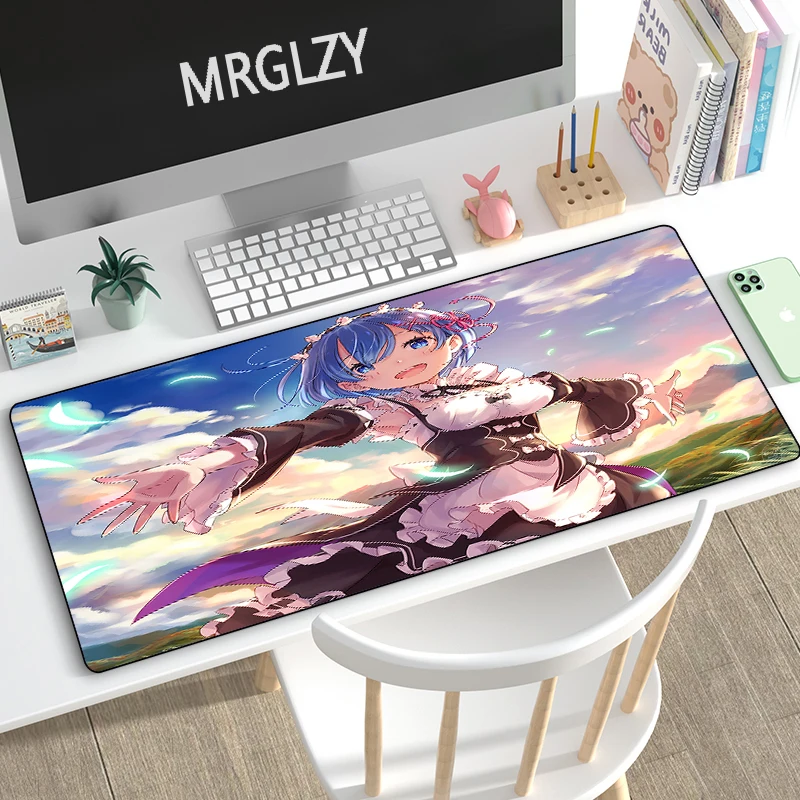 

MRGLZY Anime Girl Mouse Pad Large XXL Kawaii Rem Desk Mat Carpet Placemat Computer Gamer Gaming Peripheral Accessories MousePad