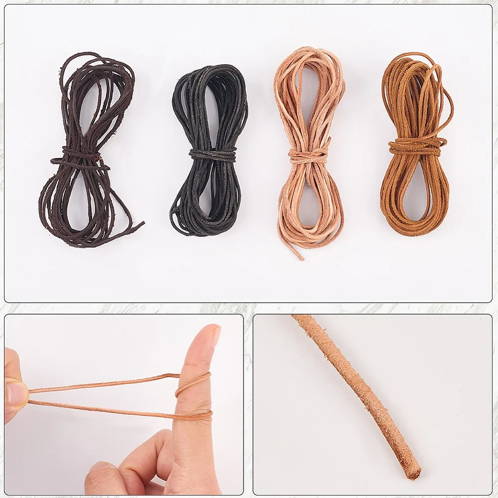 5M DIY 반투명 소가죽 가죽끈 의류 액세서리 라운드 다크 살몬 1.5mm 5.47 야드(5m)/세트