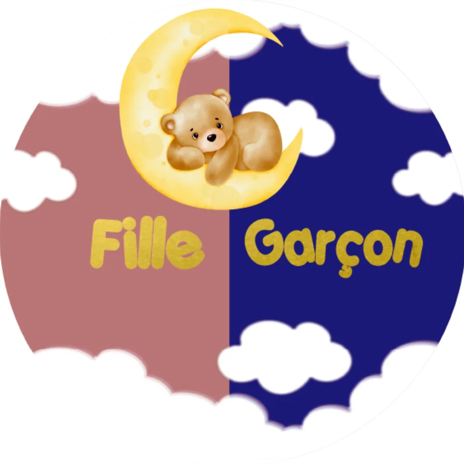 6 X6Ft Personalizzato Rosa Blu Luna Cielo Orsacchiotto Gender Reveal Party Custom Photo Studio Sfondo Sfondo Vinile 180Cm X 180Cm