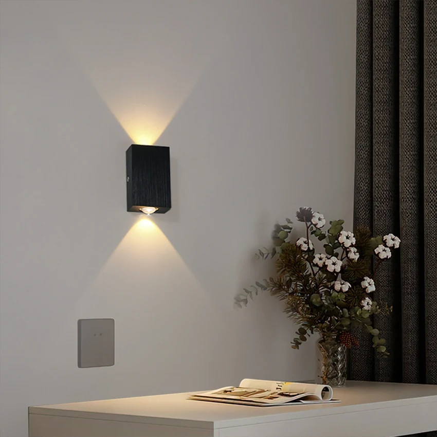2W 4W 6W Indoor Wall Lamp Modern Minimalist Bedside Living Room Corridor Aisle Hotel Wall Light Square Aluminum Lighting Fixture led light led wall lamp wall light