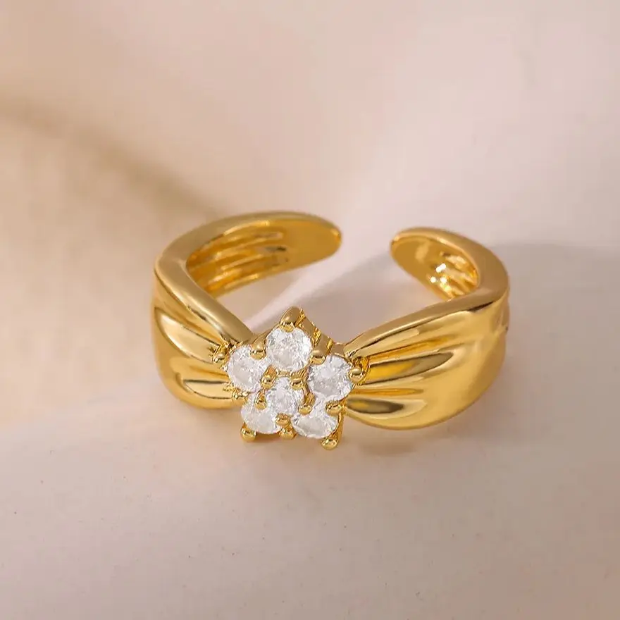 Luxury Zircon Elegant Flower Rings For Women