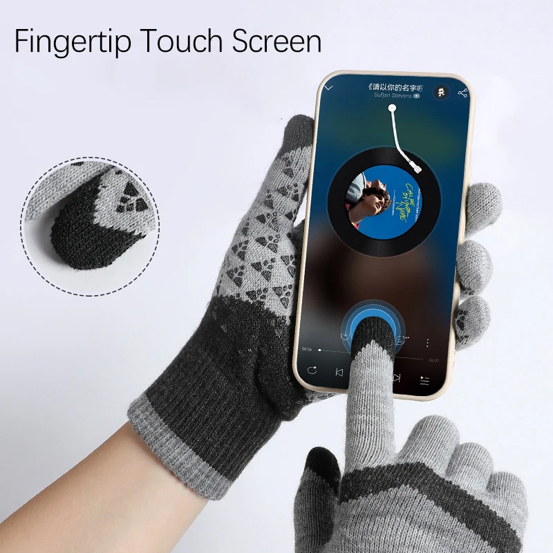 Warm Cycling Gloves Men Women Fashion Fleece Personality Windproof Triangular Non-Slip Touchscreen Wool