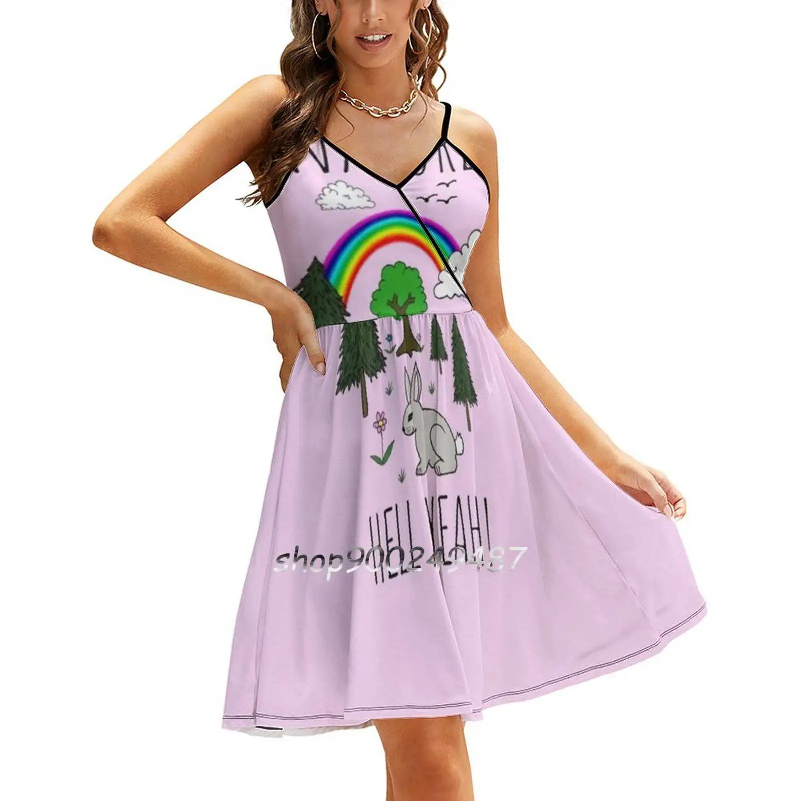 

Nature , Hell Yeah! Платье женское на бретельках, повседневный пикантный сарафан в Корейском стиле, с принтом дерева, растений, природы, экологии, лето