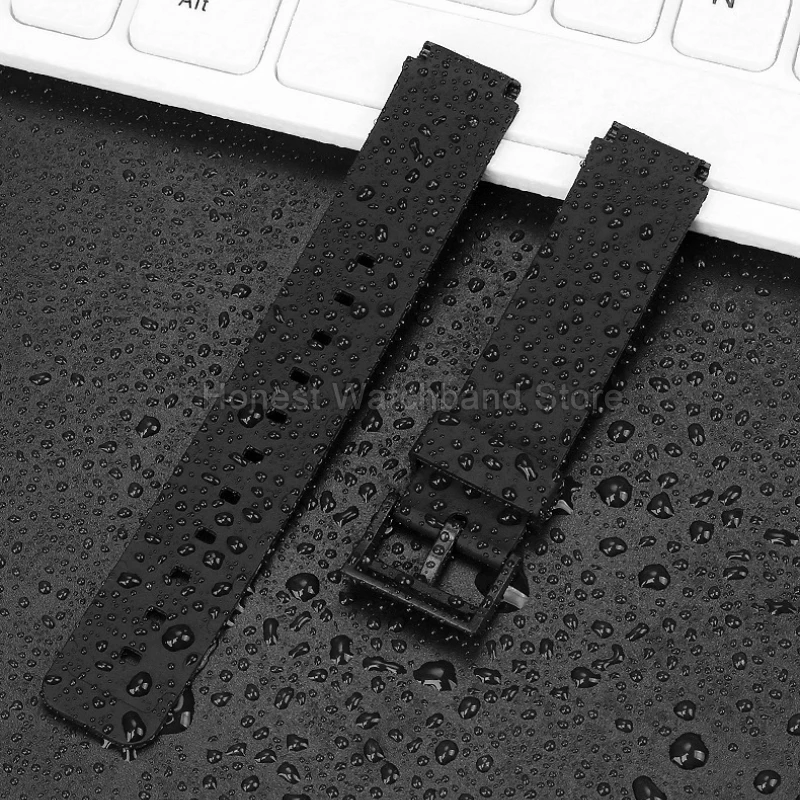 Sleek Black Minimalist Resin Watch Band - 16mm, Seamless Comfort