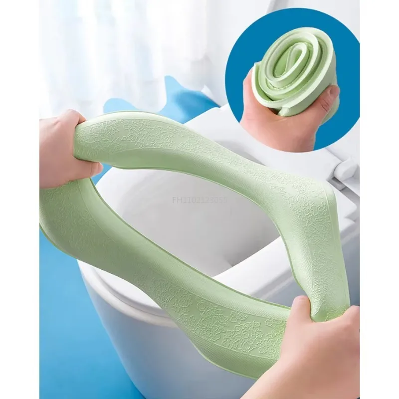 Washable Toilet Seat Cover Waterproof Sticker Foam Toilet Lid Cover Portable Silicone Toilet Cup Covers Bathroom Accessories