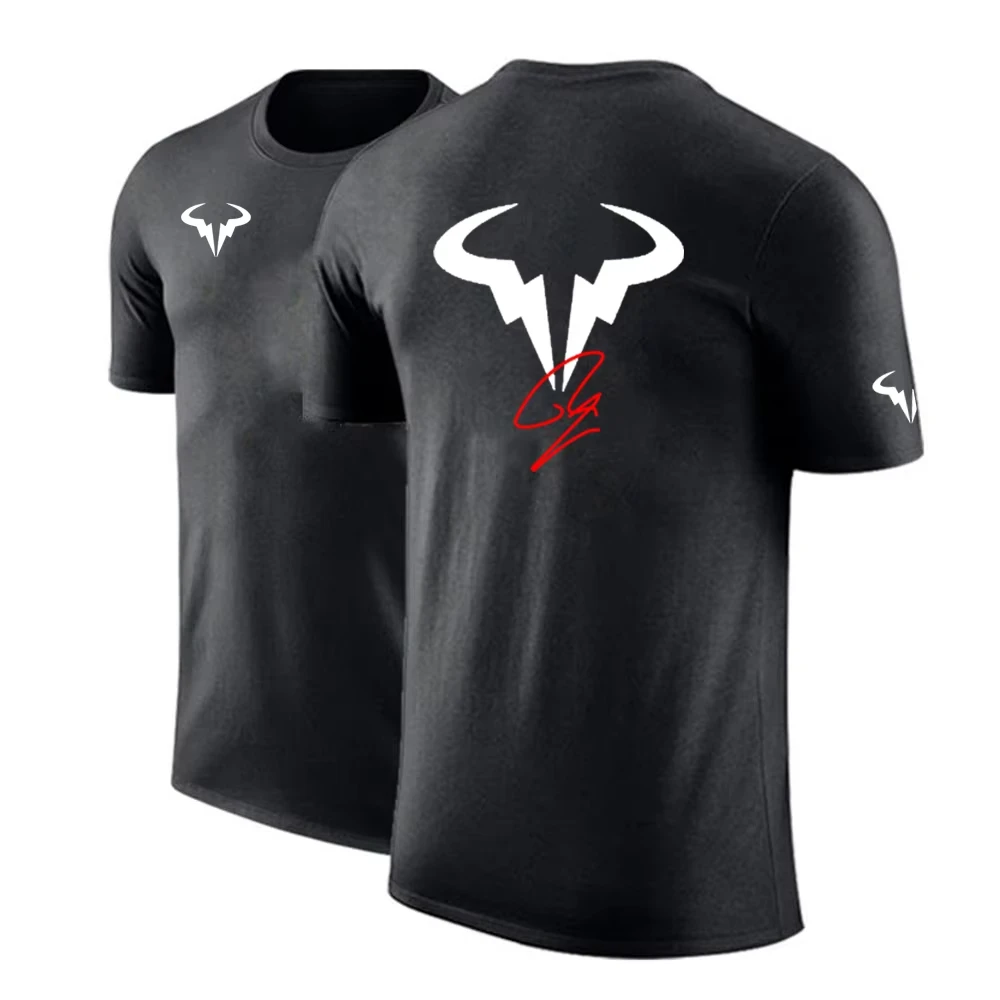 New Rafael Nadal Tennis T Shirt Men Brand Cotton High Quality Printing Short Sleeve Solid Color Casual Streetwear Sport Top