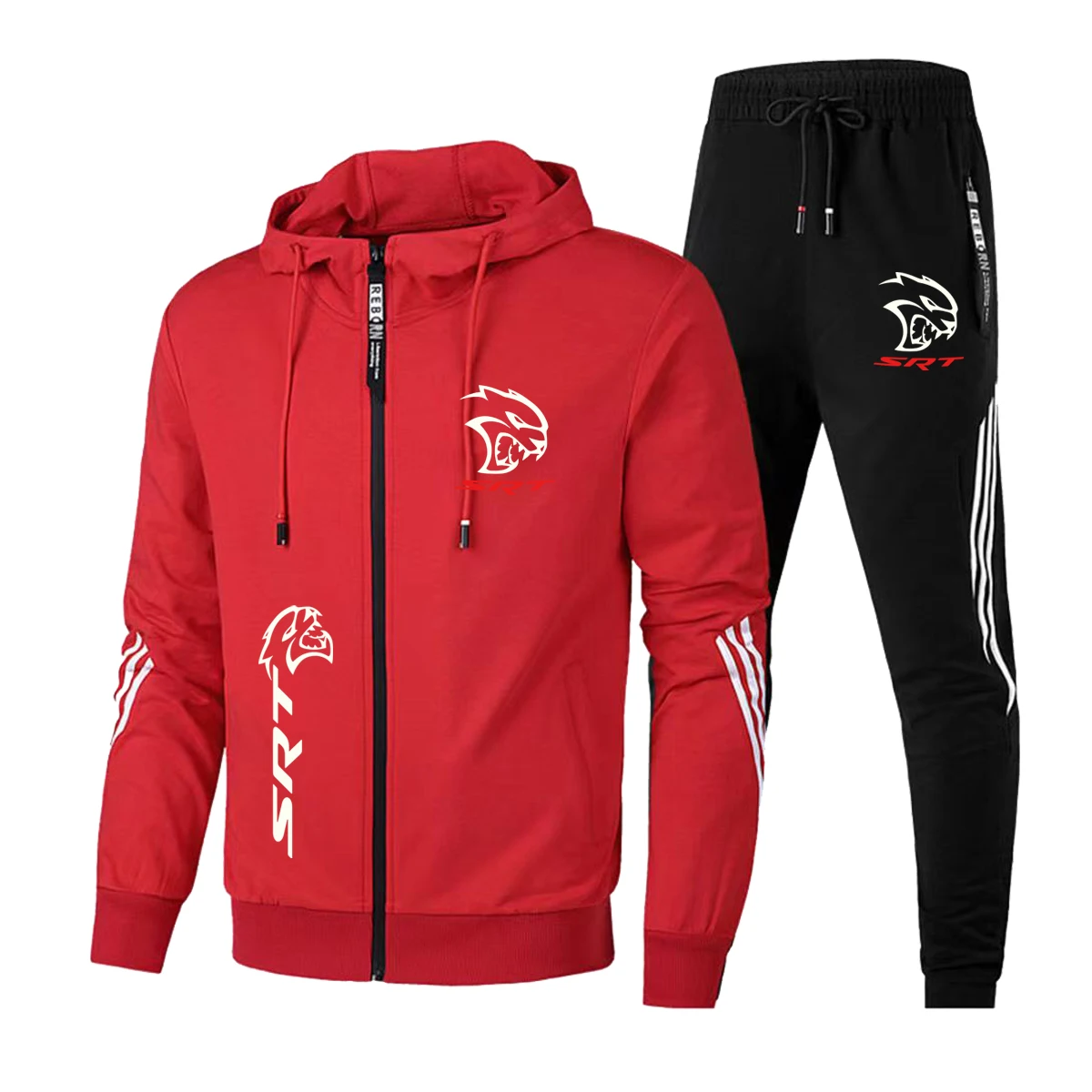 New Hellcat Hoodie Sportswear+Pants Set Fashionable and Simple SRT Printed Set Outdoor Sports Men's and Women's Hoodie