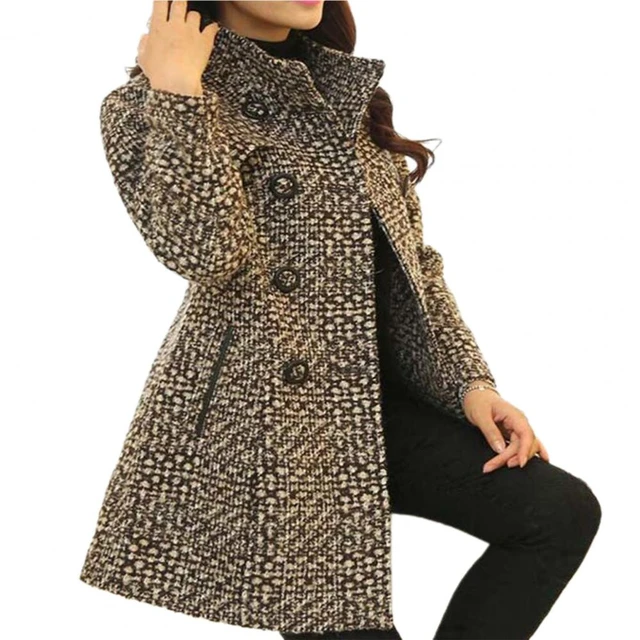 Cappotto invernale da donna elegante giacca lunga Midi con stampa scozzese  spessa doppiopetto tenere in caldo i bottoni soprabito madre spesso -  AliExpress