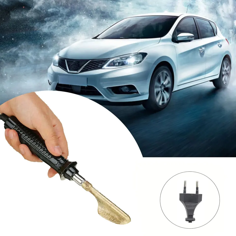 Fer à Souder électrique 220V 50W - Pointe Plate, Poignée Plastique - Pour Réparation Pare-chocs Voiture, Cuir, Plastique