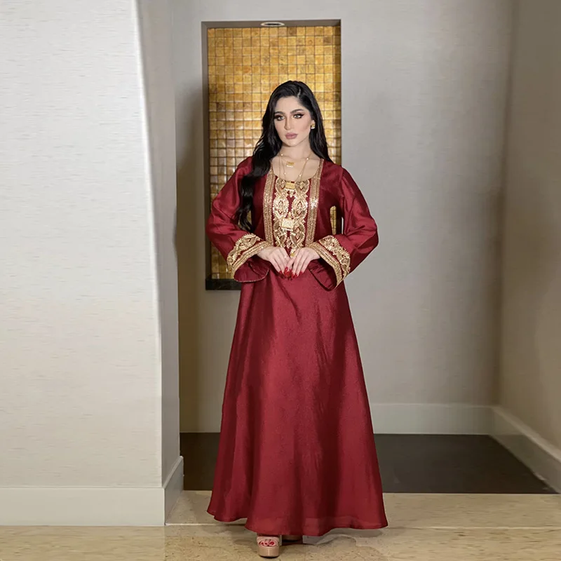 

Oisslec Muslim Dress Sequnins Woman 2024 Formal Evening Dresses Long Sleeve Prom Party Gowns Ramadan Dress Khimar Hijab Abaya