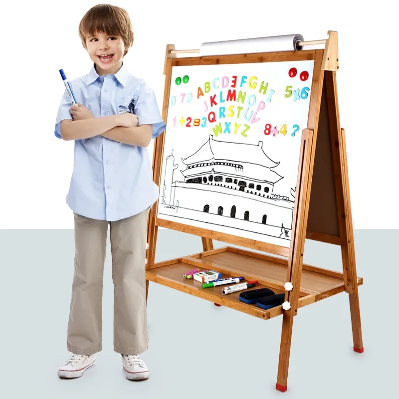 criancas-extra-grande-bambu-placa-de-desenho-blackboard-dupla-face-magnetica-dobravel-levantamento-quadro-branco-das-criancas-cavalete