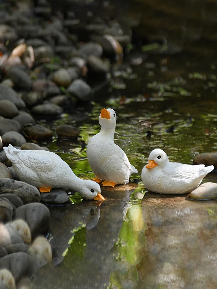 

Украшения из смолы в виде утки для бассейна, уличный садовый ландшафт, микроландшафт, водный пейзаж для рыбного пруда, двор, рокали, животное