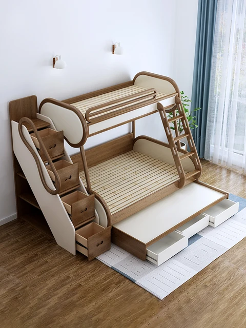 120x200 135x200 150x200 cm Modern luxury ash wood bunk bed 2 people Double loft bedroom beds full size bed frame furniture 2