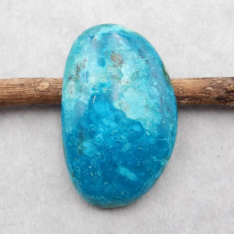 Semiprecious Handmade Natural Stone Chrysocolla Cabochon Flatback Fashion Jewelry Necklace Accessories 49x32x8mm 17g