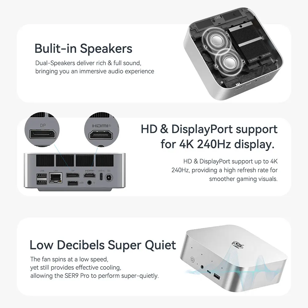 Beelink SER9 Pro AMD Ryzen AI9 HX370 Powerful AI PC 32G DDR5 1T