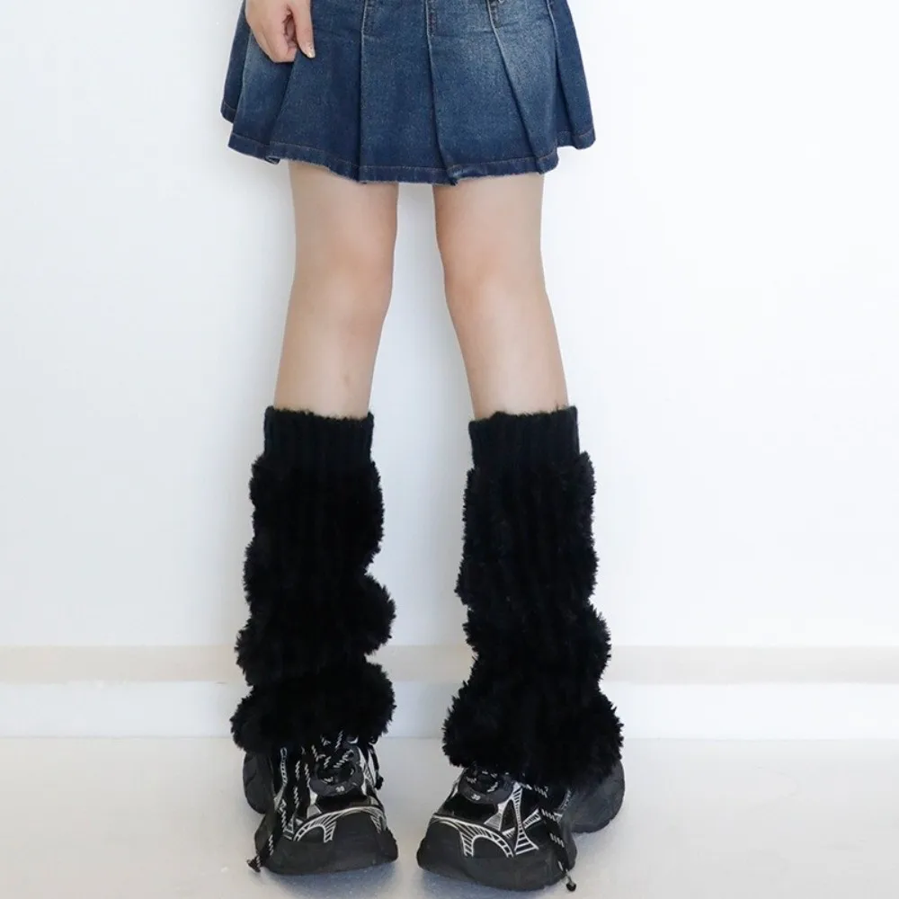 New Solid Color Leg Warmers Thickened Middle Tube Socks Harajuku Boot Covers Autumn and Winter