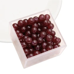 50 - Piece Set of Vibrant Glass Imitation Jade Beads for Handmade Jewelry Crafting (Watermelon red)