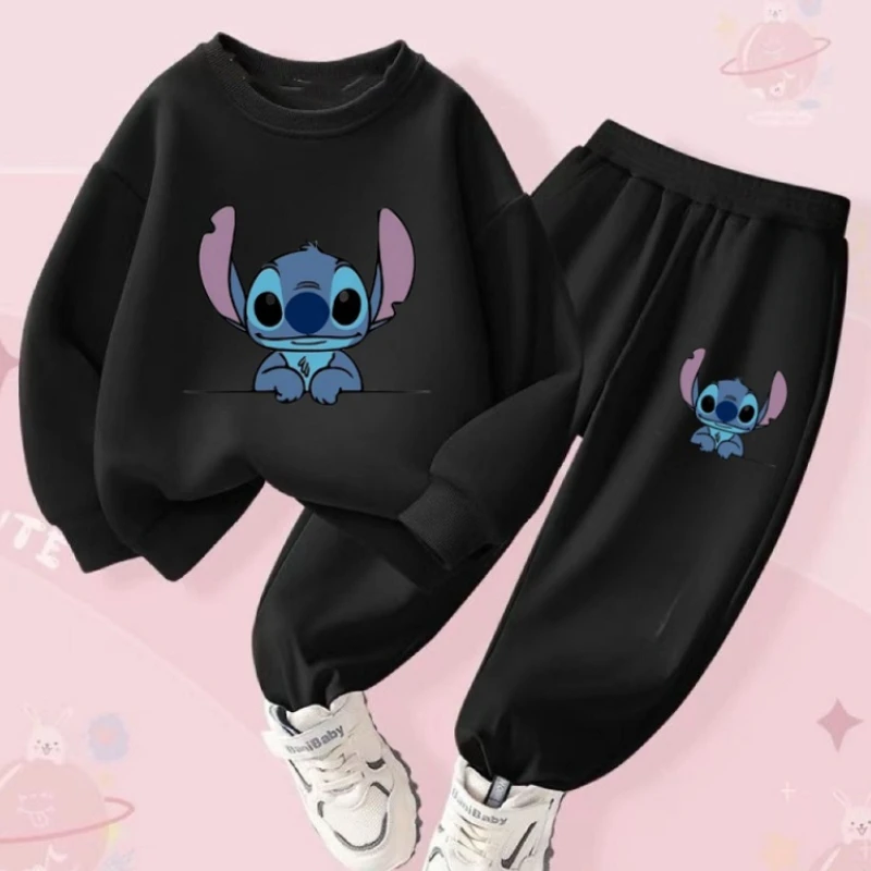 Spring Baby Girl Boy Clothes Set Children Disney Stitch Cartoon Print Sweatshirt Top and Pants Bottom 2Pieces Suit Kid Tracksuit 4