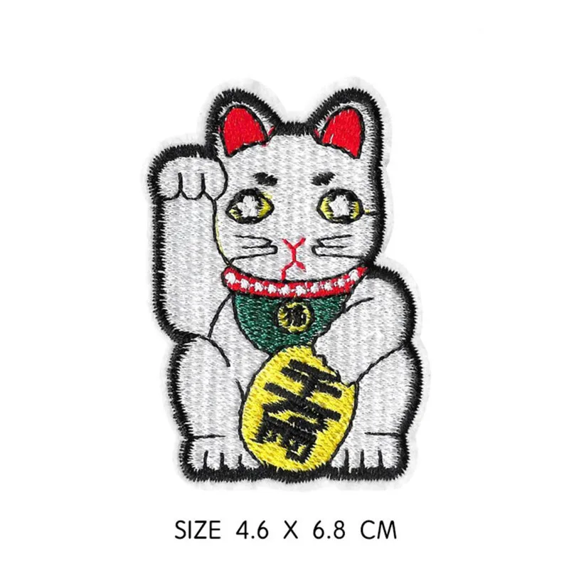 Cartoon animal White Cat kawaii dog Patches for Clothing Iron on Embroidered Patch Punk Motif Applique Stickers on Clothe