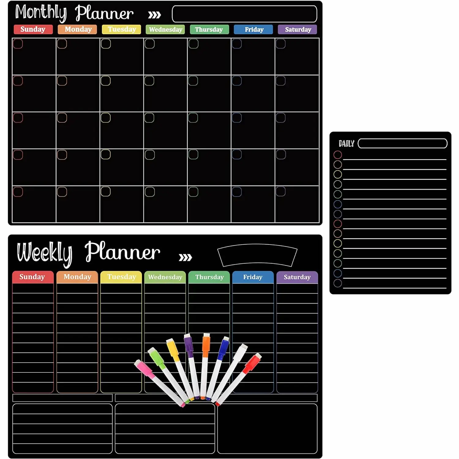 Whiteboard Notebook Set Dry Erase Chalkboard Paper Hivillexun Dry Erase Boards Set 3 Magnetic Boards for Refrigerator Monthly Weekly Organizer & Daily Notepad Wall