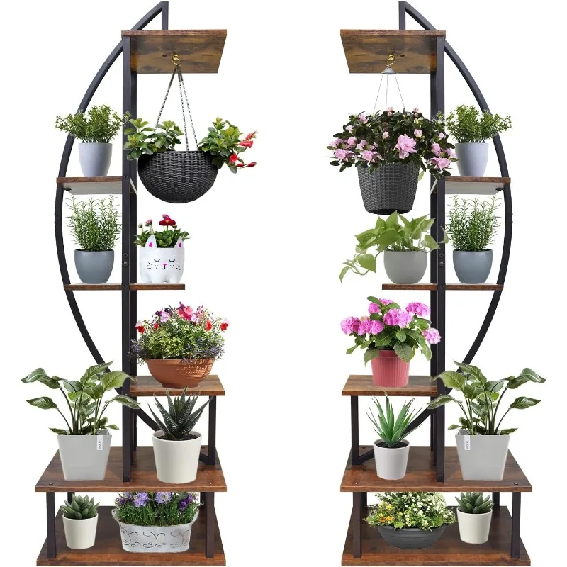 Metal Plant Stand, Half Moon Plant Shelf Holder, Indoor Tall Ladder Plant Stand Large Display Stand Rack for Living Room