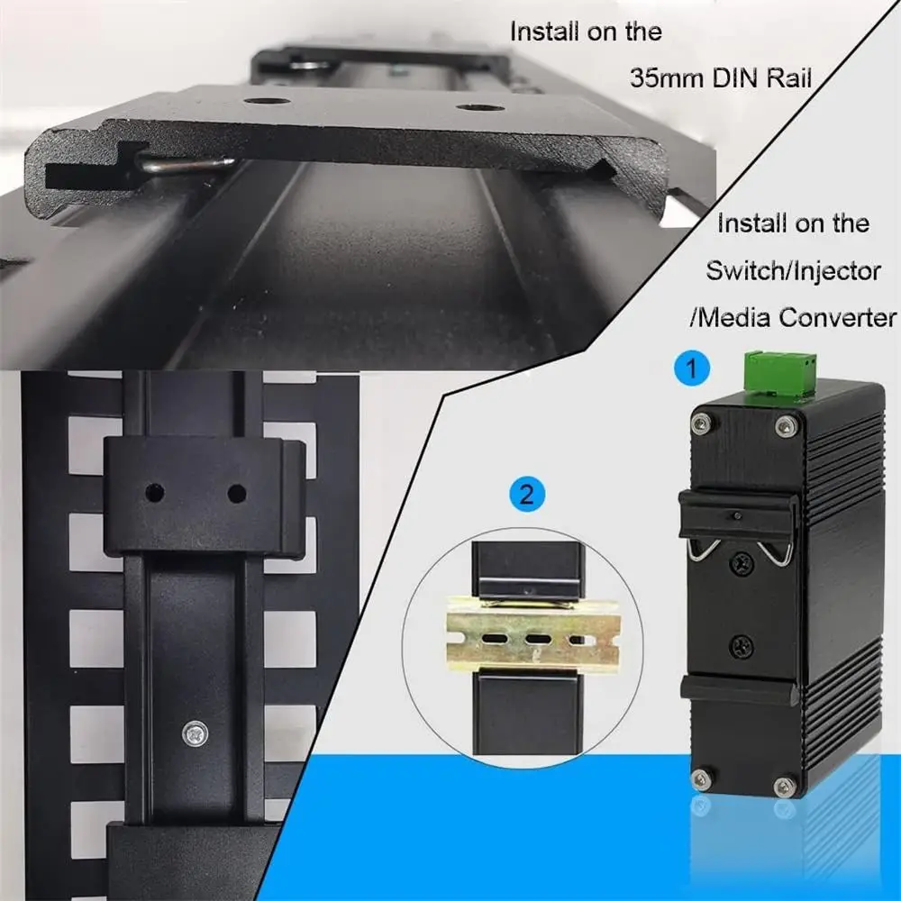 1/4Pcs 1.02 Width DIN Rail Mount Clip Black Universal DIN Rail Fixed Clamp Aluminum Alloy Snap in Din-Rail Mounting Brackets Connector Clamps