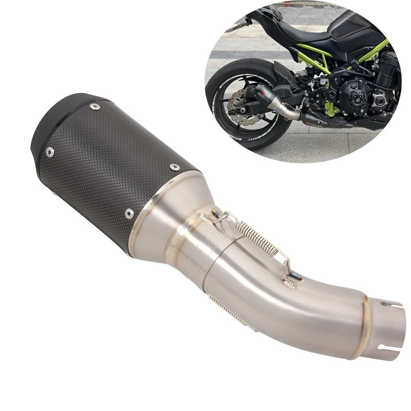 

For Kawasaki Z900 2017-2019 Slip On Motorcycle Exhaust System Carbon Fiber Escape Tip Titanium Alloy Middle Link Tube