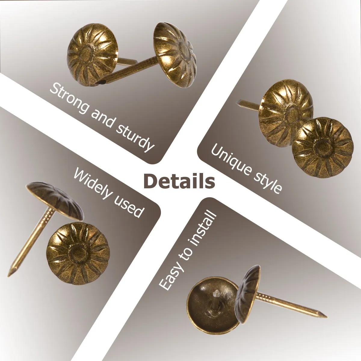 100Pcs 철 장 압정핀 레트로 스타일 미니 압정핀 소파 가구 장 홈 데코레이션 황동 색상