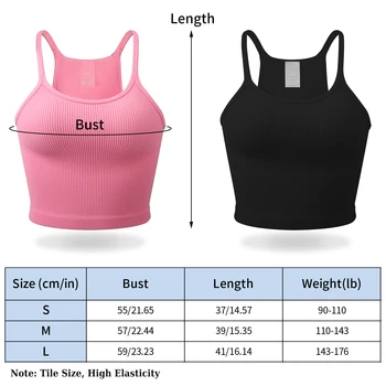 2 Pieces Women Tank Tops Sexy Going Out Sports Ribbed Summer Tops Crop Tops for Ladies Black+Pink 6