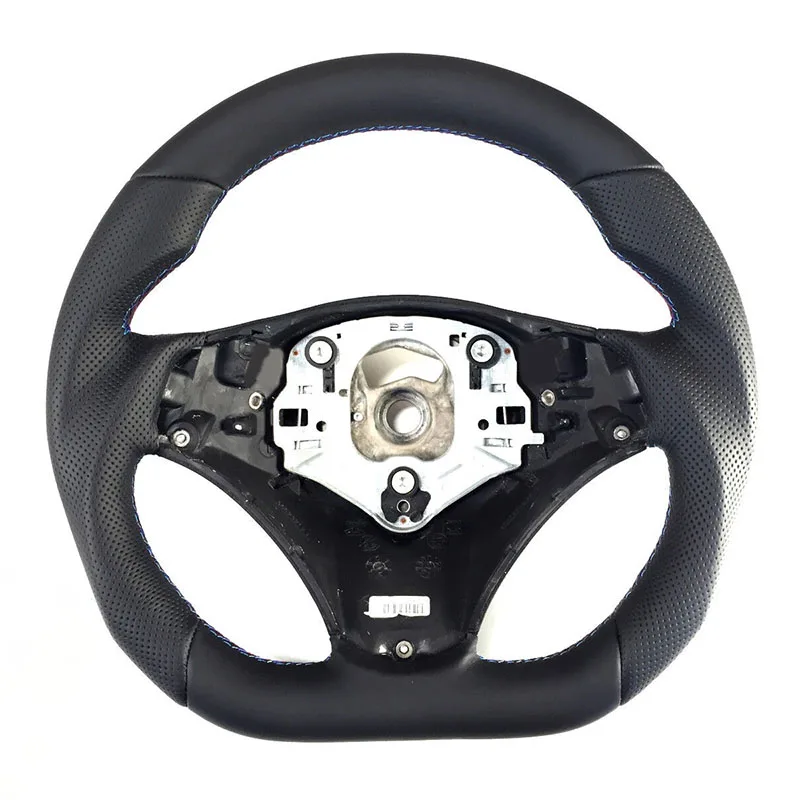 Leather Steering Wheel For BMW E87 E88 E90 E91 E92 E93 Flat Bottom