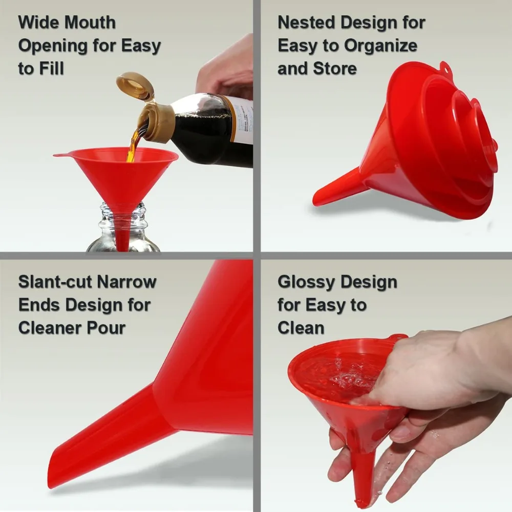 Kitchen Funnel 4-piece/set Suitable for Automotive Home Kitchen Function Plastic Mini Small Medium and Large