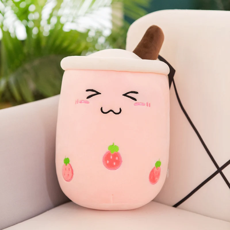 thumbnail image 1 of Peluche Boba Kawaii para decoración de habitación, juguete de peluche con forma de té de burbujas, helado relleno, comida, té con leche, cojín suave para abrazar, regalo de cumpleaños para niños, 1 of 5