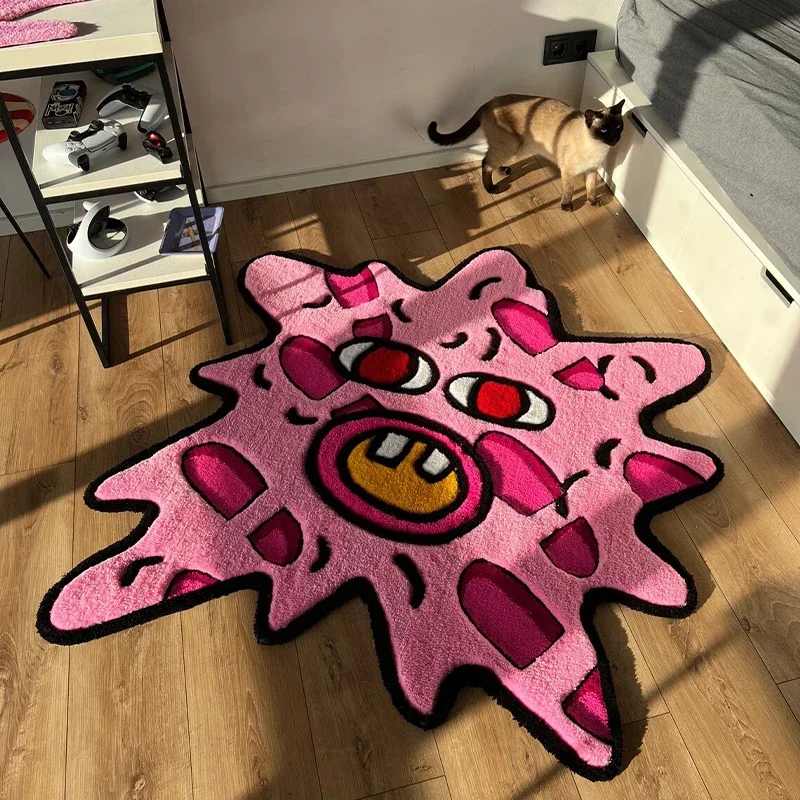 Floor Mat Plush Rug Decorative Carpet Plush Carpet Non Slip Carpet Simple Study Room Cloakroom Plush Non Slip Rugs Irregular Bedroom Bedside Soft Carpet Living Room Decoration