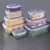 Sealed Rectangular Refrigerator Storage Box with Lid Plastic Trasparent Crisper Food Containers Stackable Microw 1