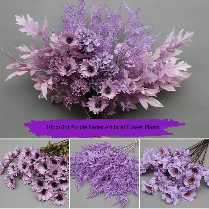 Elegant Purple Silk Floral Bouquet - Wedding & Home Decor