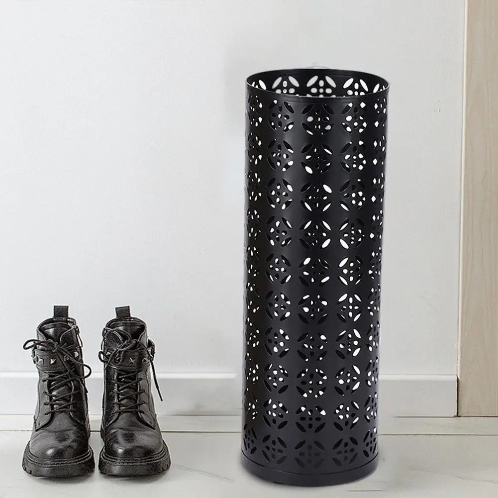 Umbrella Stand Rack Rustproof Compact Design Metal Hollowed Freestanding Round Umbrella Holder Organizer Bin umbrella holder umbrella storage rack