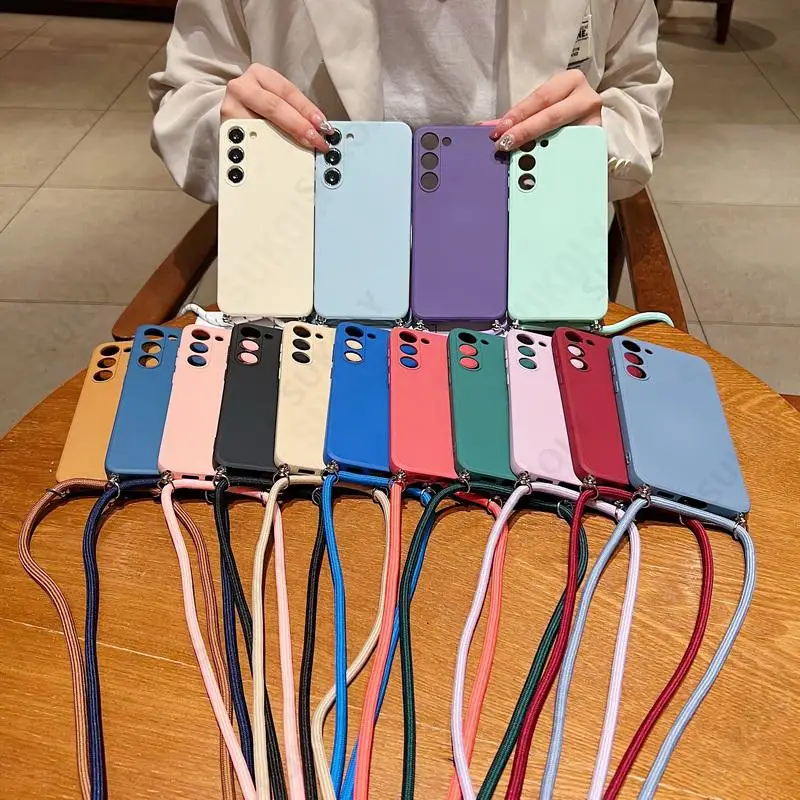 Crossbody Lanyard Soft Case For Samsung Galaxy S23 FE S25 Edge S26 S24 Ultra A17 A57 A37 A55 A56 A16 5G Liquid Silicone Cover — view 6