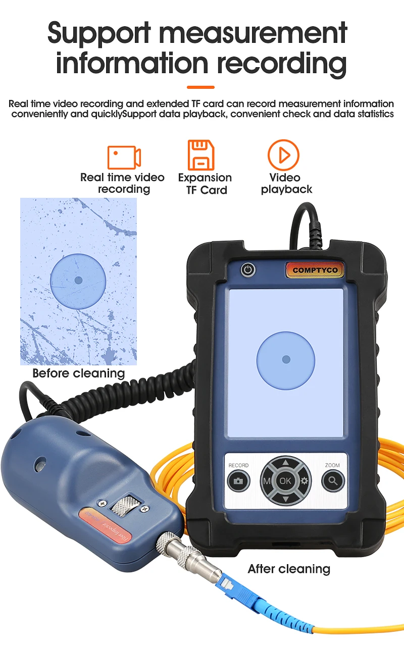 

FTTH AUA-400 Fiber Optic Inspection Microscope Probe with 3.5 Inch Display Screen Monitor APC UPC