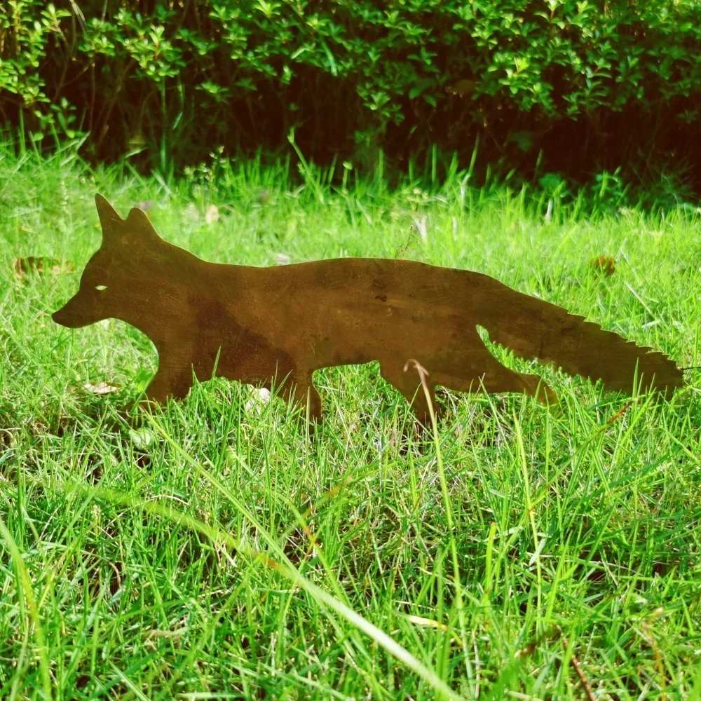 Garden Decoration Animal Stakes Rustic Metal Fox Stake For Yard Halloween