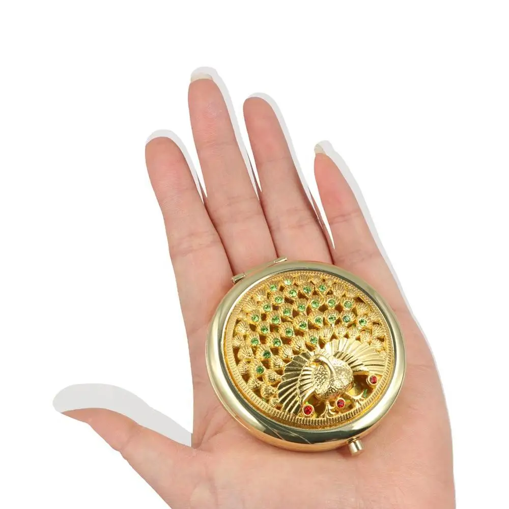 Makeup Mirror Metal Exquisite Mirror Gliter Crystal Portable Mirror Double-sided Decorative Pocket Mirror Women